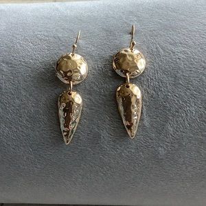 Hammered gold drop earring